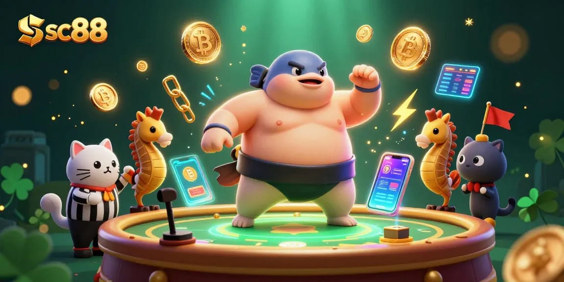 Experience thrilling gameplay at sc88 as the fugu and catfish referee preside over an underwater casino match.