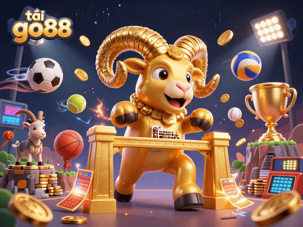 Engage in thrilling sports betting with tải go88, surrounded by dynamic sports elements.
