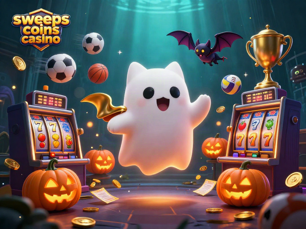 Experience the thrilling action at sweeps coins casino with a vibrant ghost cat and sports elements!