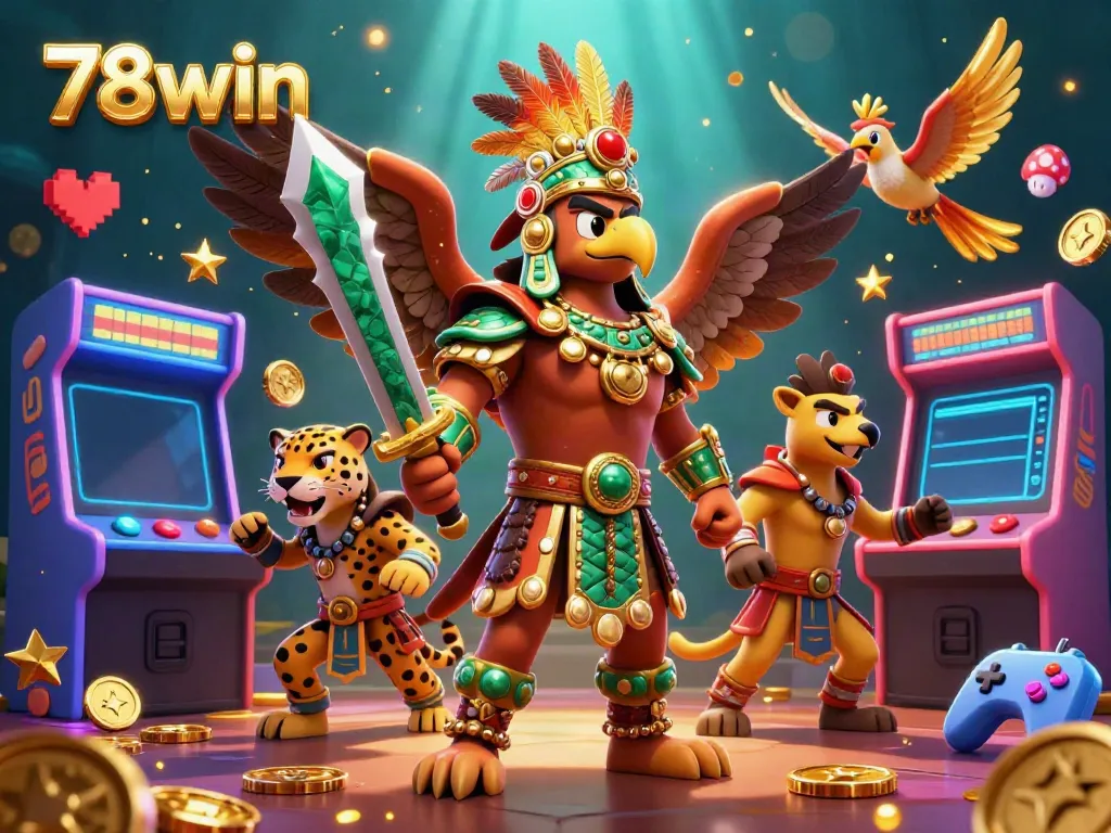 Experience vibrant gameplay at 78win with unique casino elements featuring Aztec characters and dynamic gaming visuals.