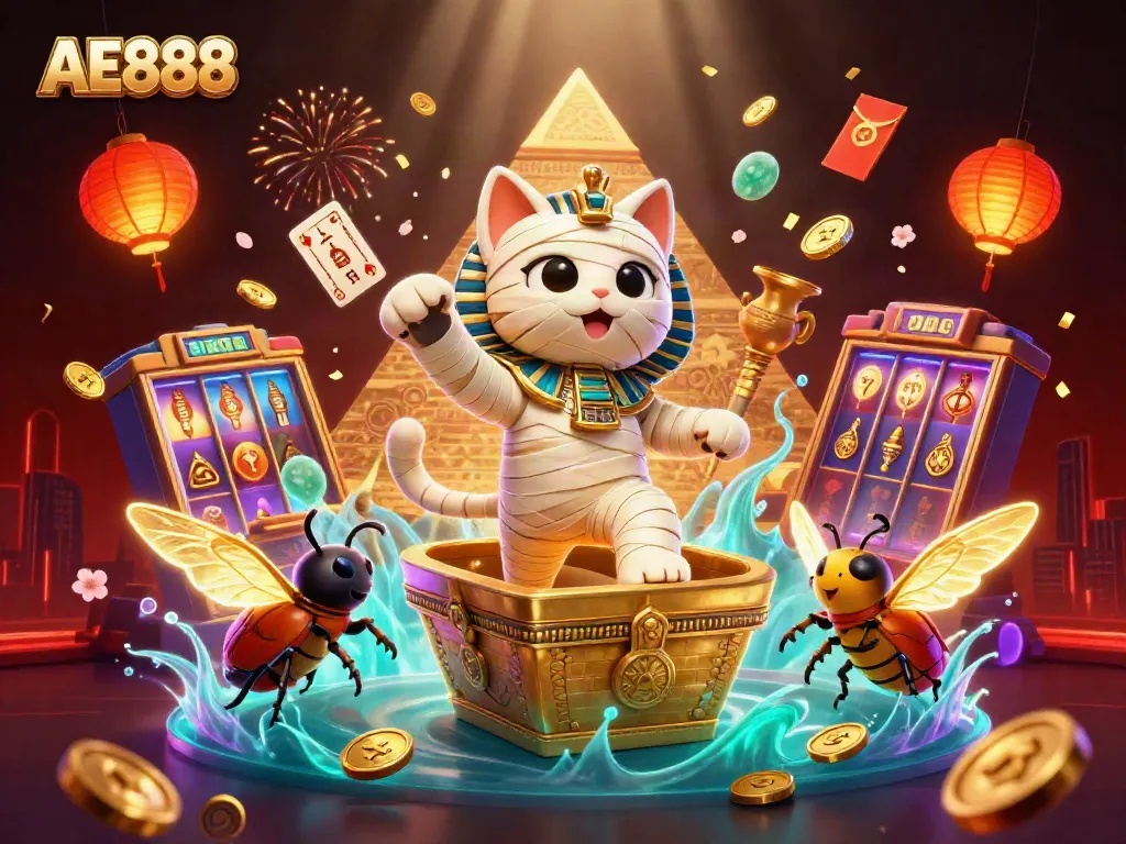 Engage with AE888's thrilling online gaming experience featuring vibrant casino elements.