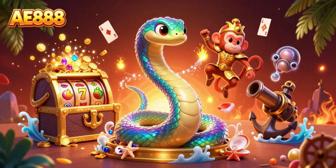 Join the excitement at AE888 with vibrant slot machines and a magical underwater scene fulled with treasures.