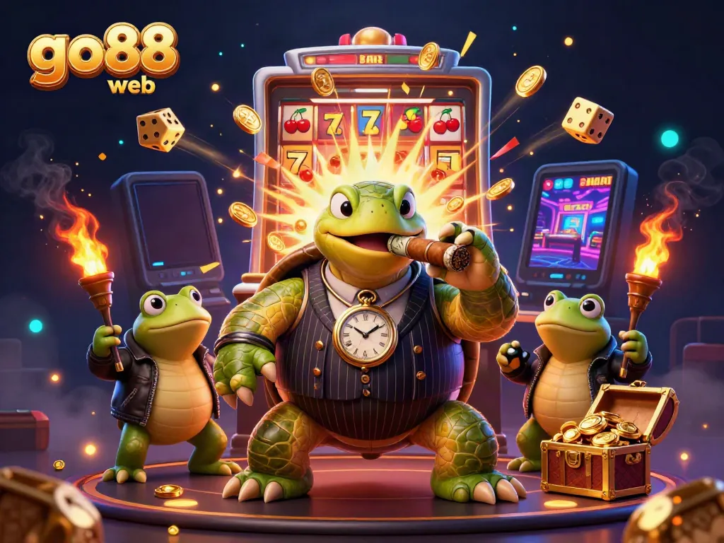 Spin and win at go88 web with a lavish casino scene featuring lively characters and jackpot rewards.
